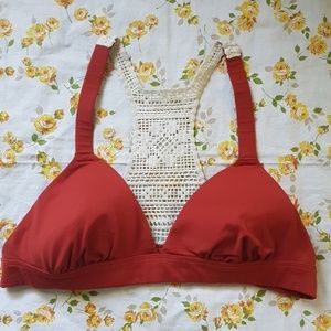 Aerie Racerback Crochet Rust Bikini top